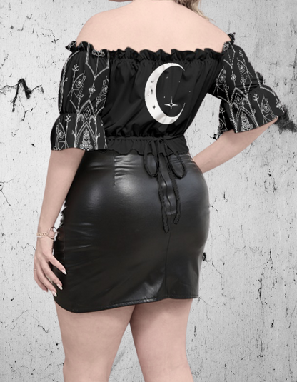 Gotycki top z bufiastym rękawem Moon Spell