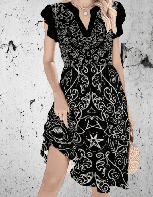 Gotycka Runiczna sukienka z runami barkowymi