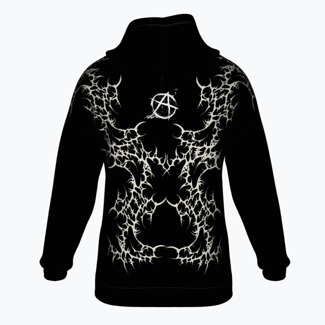 Punk Goth Bluza Oversize Unisex | Black Cathedral Chaos Bones Hoodie | French Terry Premium