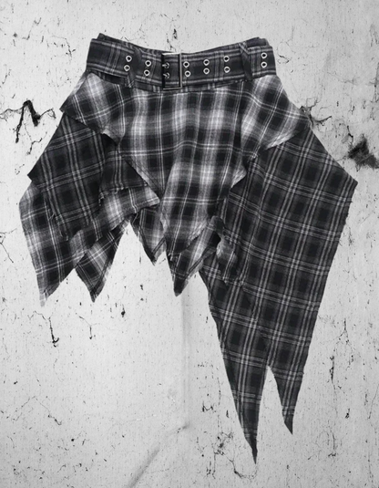 Alt Gotycka Spódnica Asymetryczna Punk Plaid
