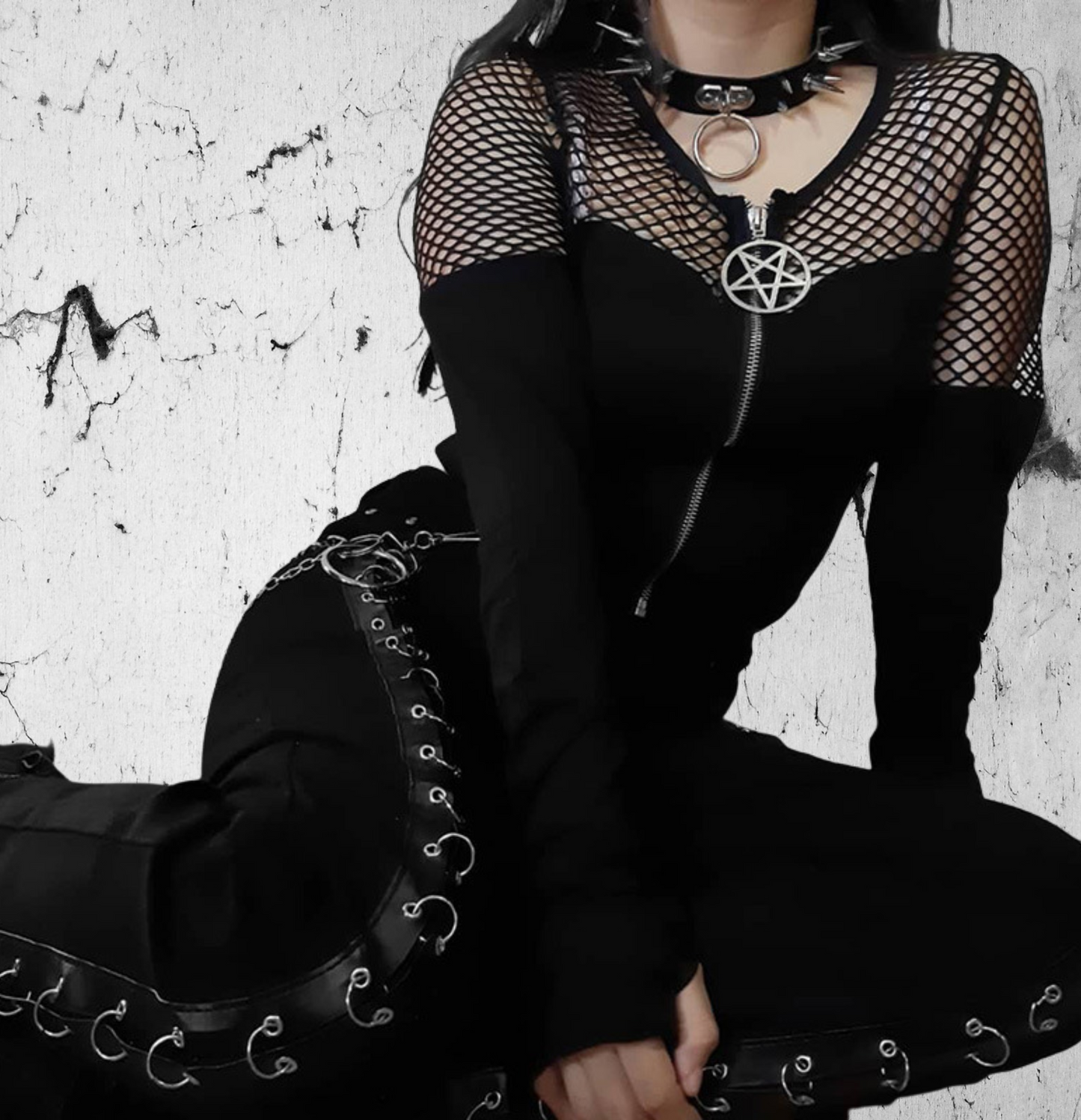 Gotycki Kardigan z siateczką Dark Ambient