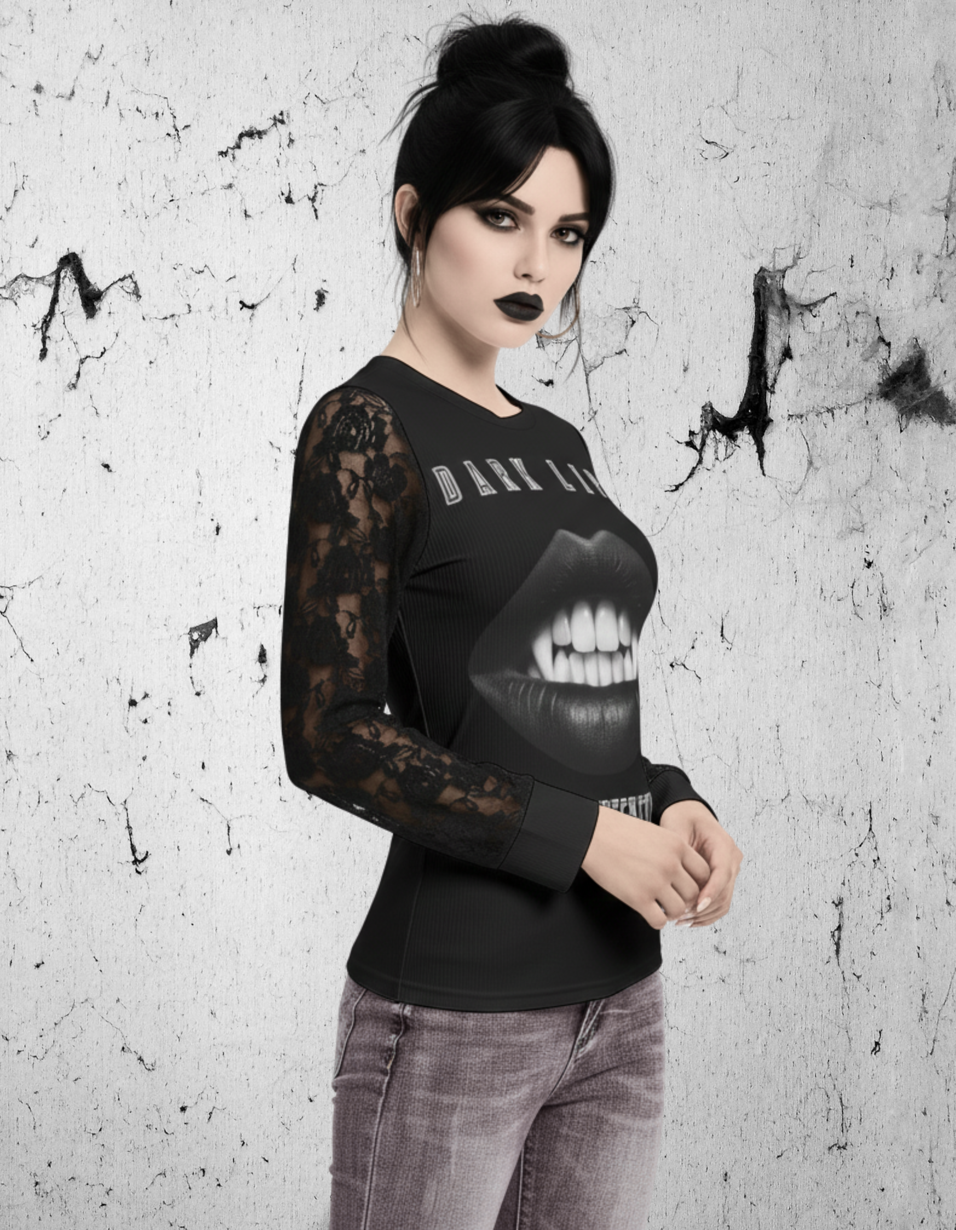 Gotycka Koszulka z siateczką Dark Lips Darker Intention