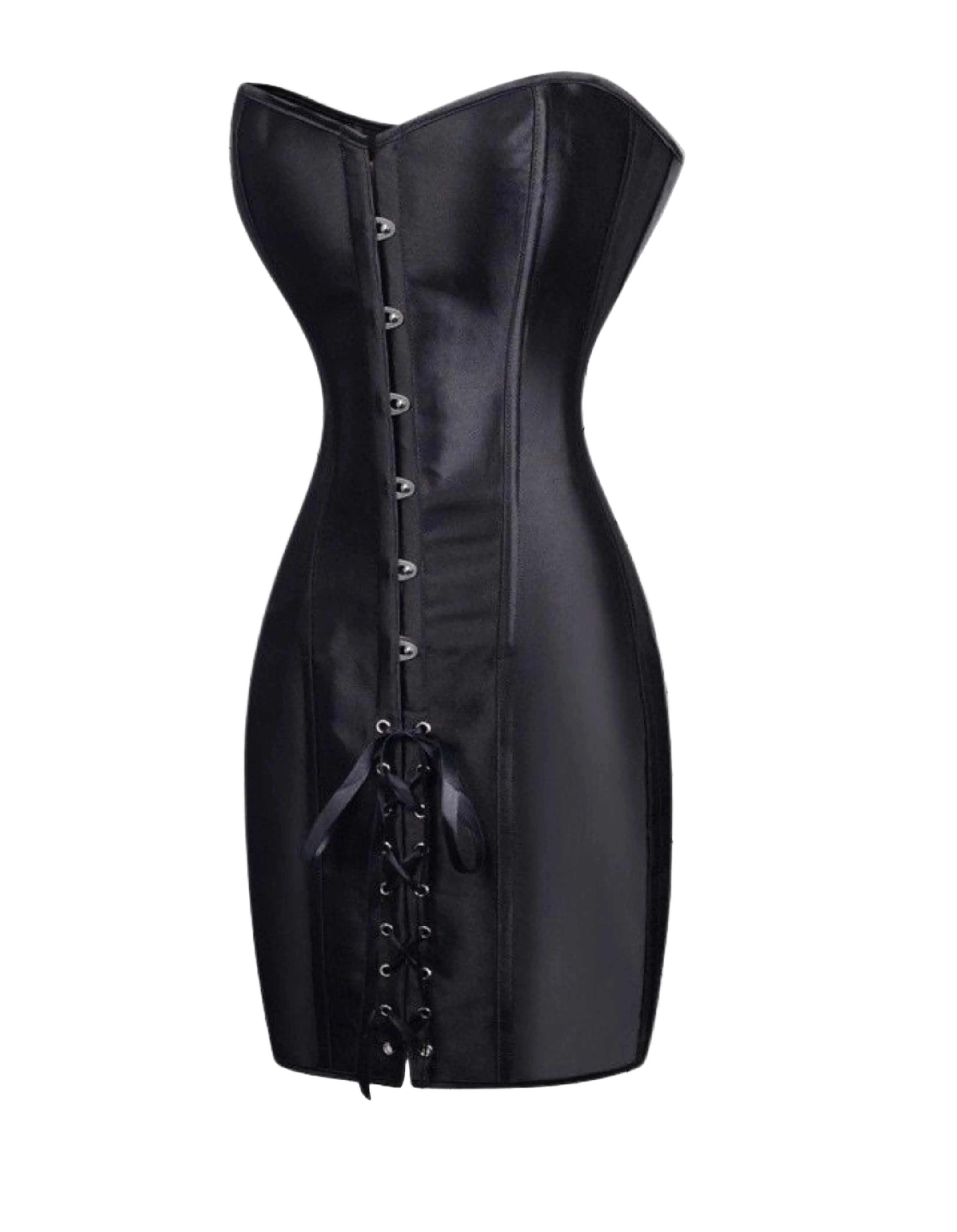 Gotycka Sukienka Gorsetowa Midnight Sin | Czarna Sukienka Gothic PU Leather