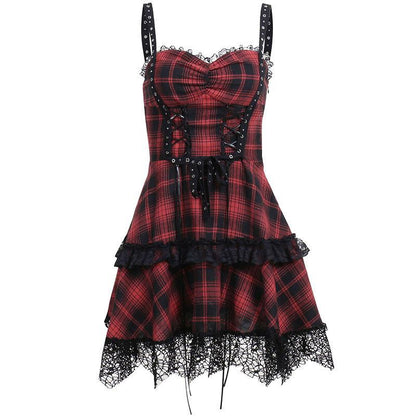 Altgoth Red Tartan Punk Dress