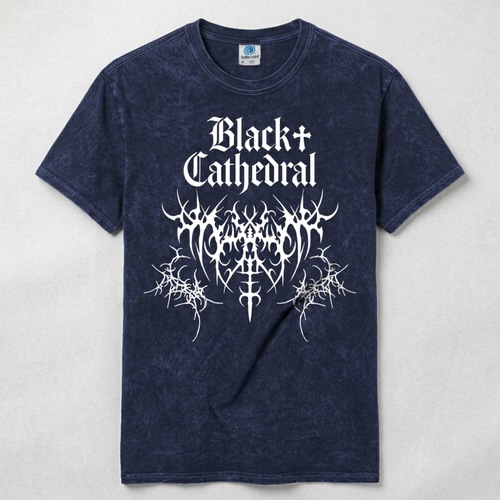 Koszulka Gotycka Black Cathedral | Ciernie Entropii | Vintage Washed Heavy Cotton