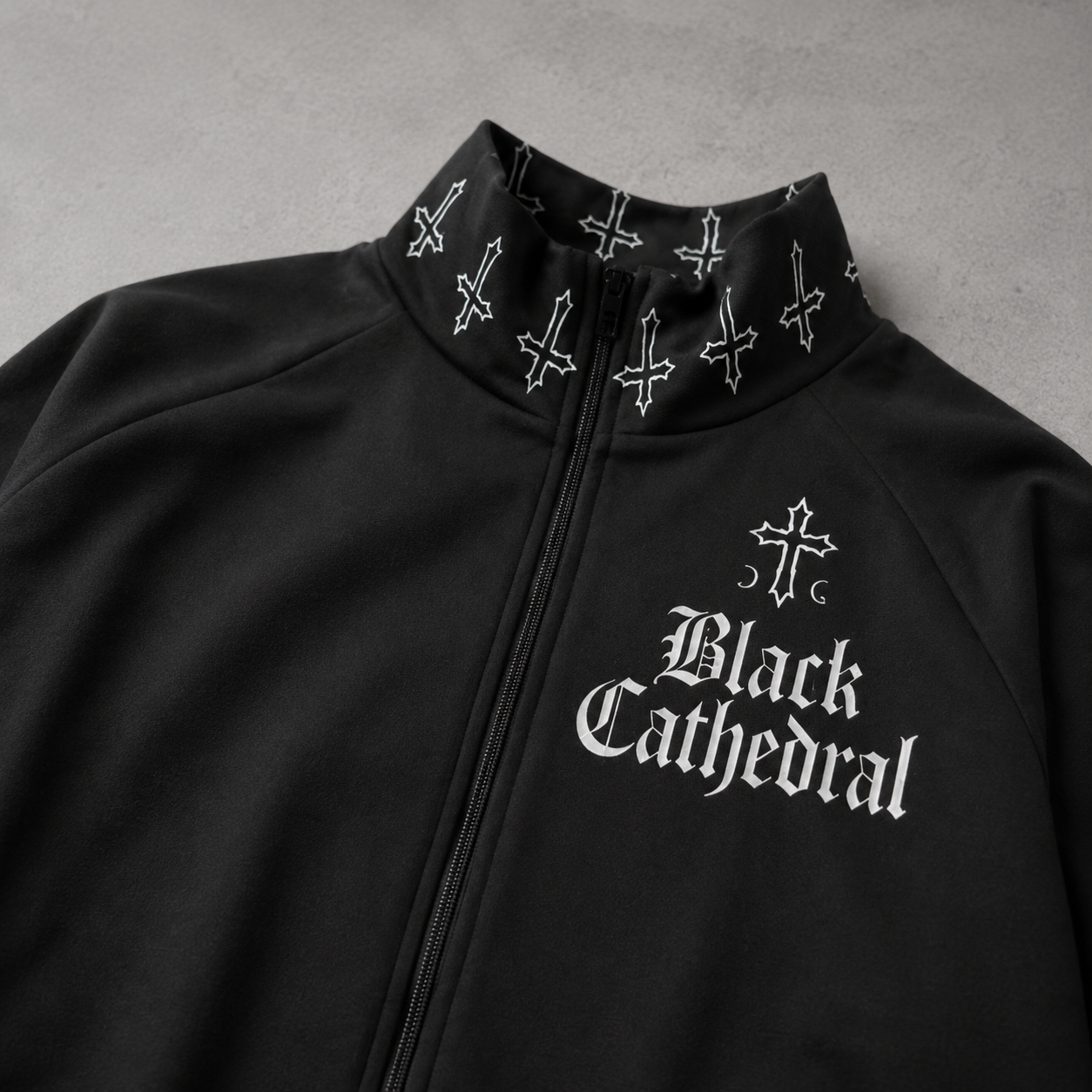 Gotycka Kurtka Bomber Darkwear Premium | Black Cathedral II – Pain Skull Legacy | 100% Bawełna 310 GSM