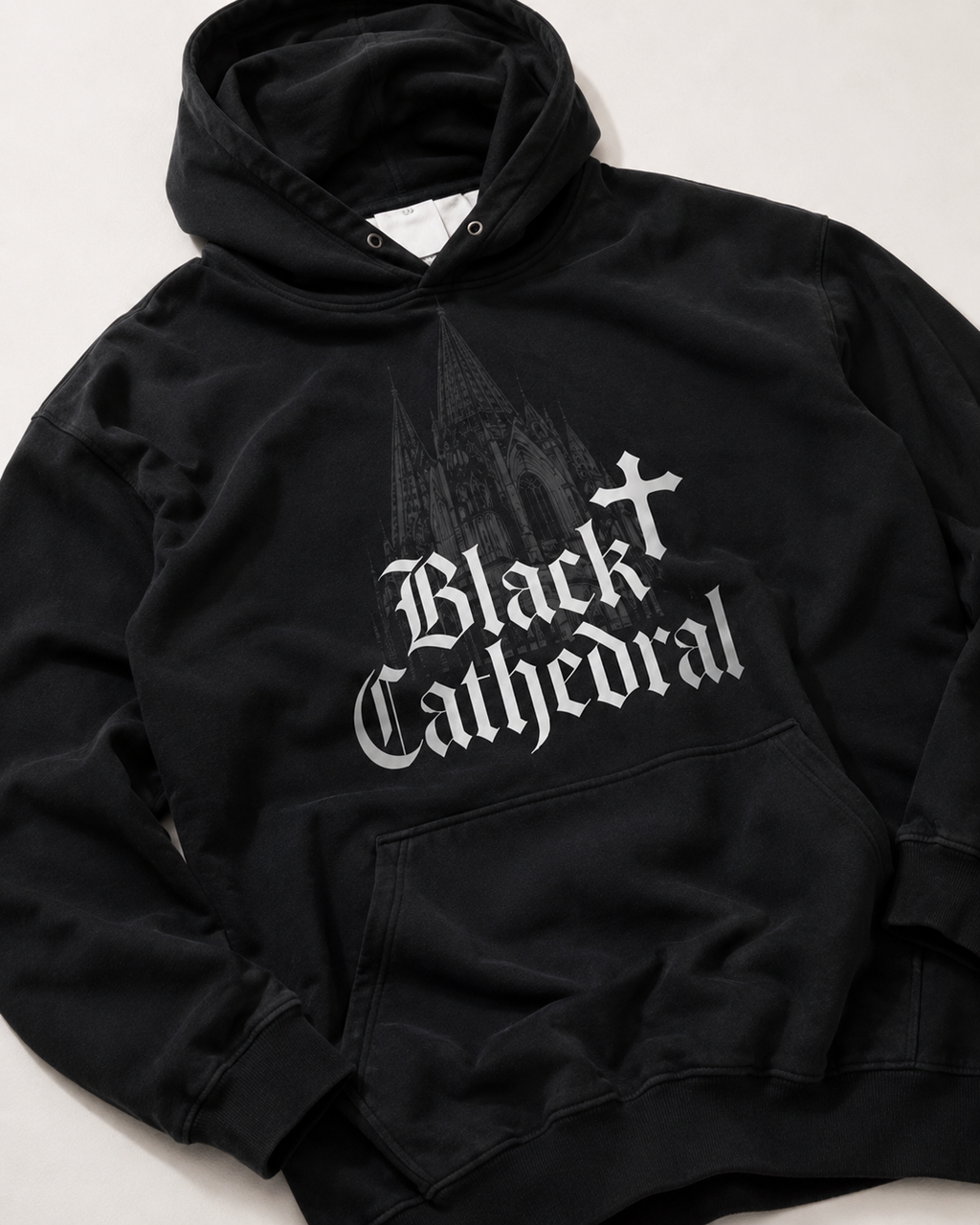 Gotycka Bluza Oversize French Terry | Black Cathedral Shadow Hoodie | Made in Poland
