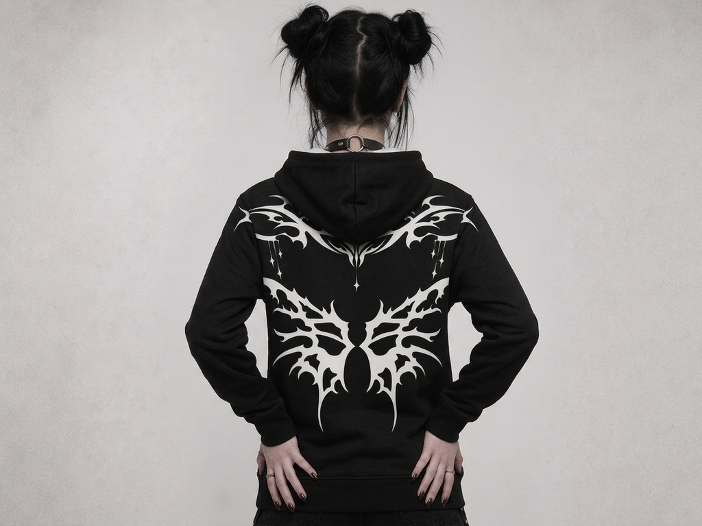 Gotycka Bluza Oversize Premium AOP | Black Cathedral – Devil Wings Ascension Hoodie 280 GSM