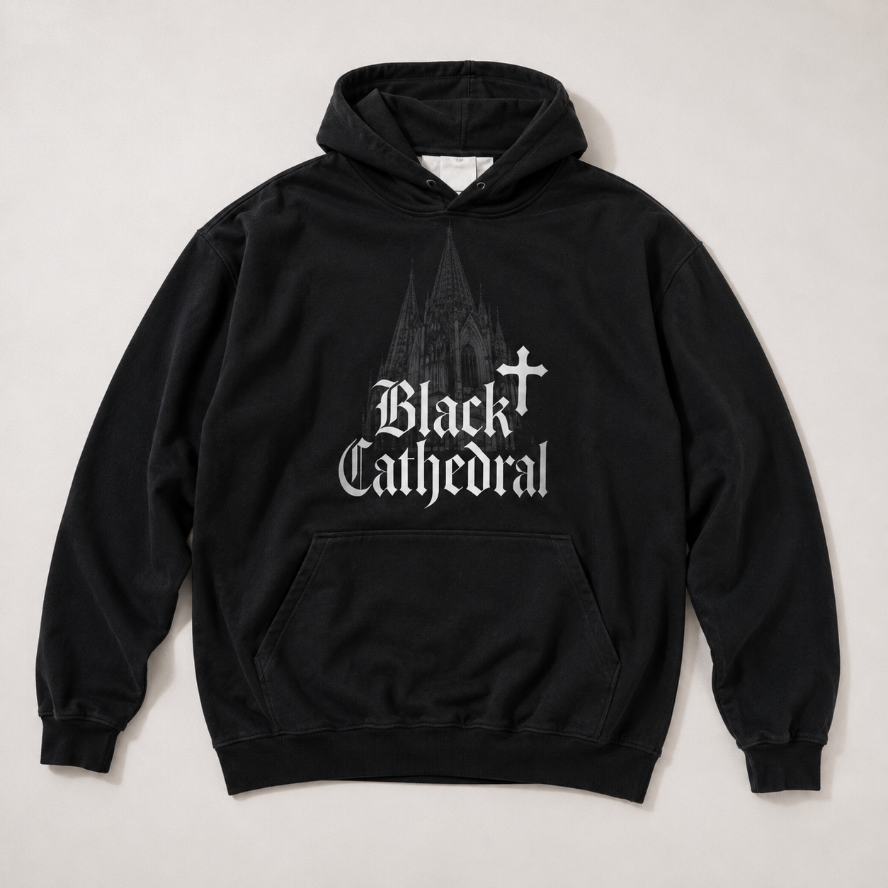 Gotycka Bluza Oversize French Terry | Black Cathedral Shadow Hoodie | Made in Poland