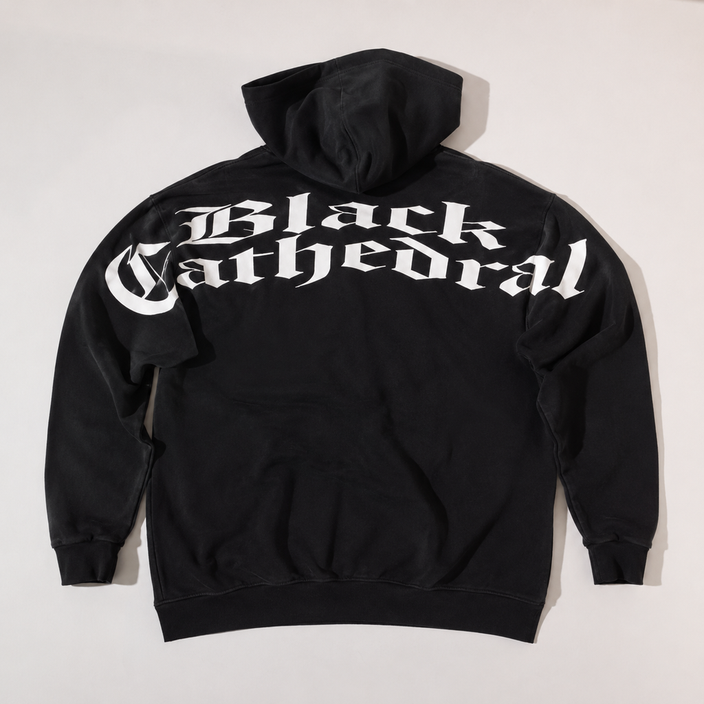 Gotycka Bluza Oversize French Terry | Black Cathedral Shadow Hoodie | Made in Poland