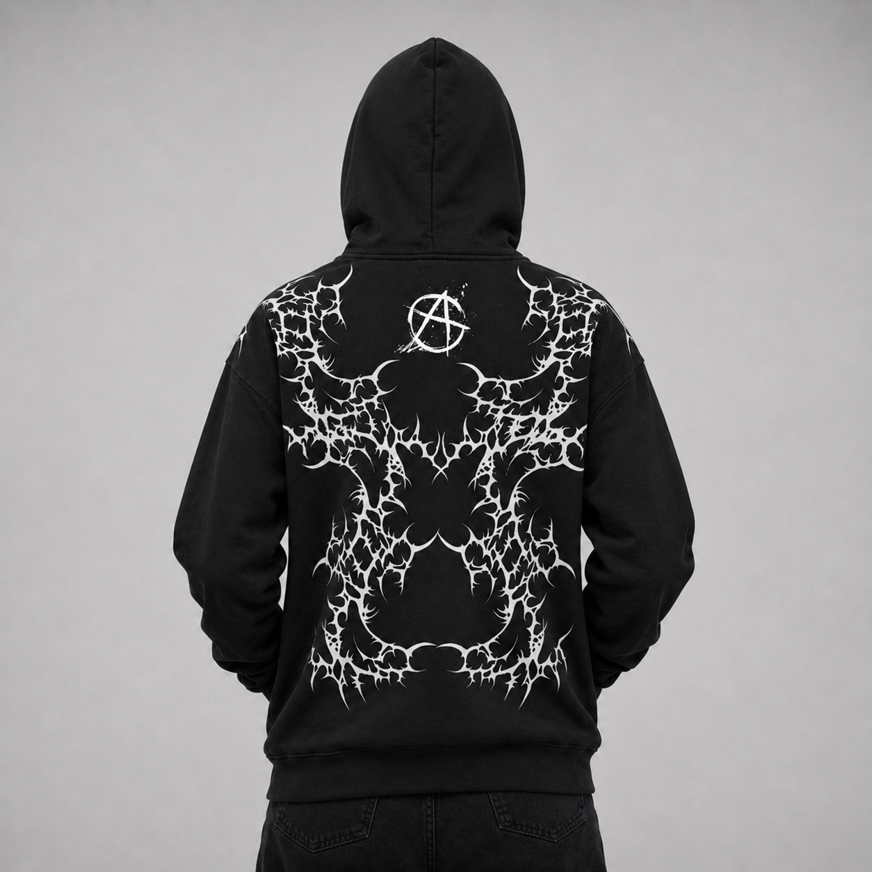 Punk Goth Bluza Oversize Unisex | Black Cathedral Chaos Bones Hoodie | French Terry Premium