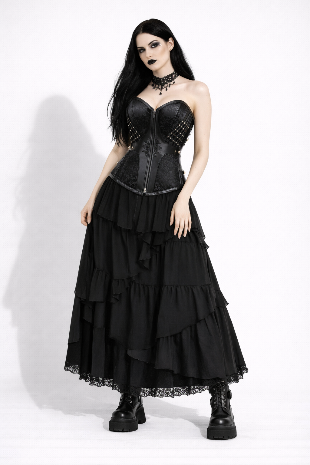 Gorset Gotycki Abyssal Armor – Pancerz z Otchłani | Dark Fantasy Underbust | Void Goth Aesthetic