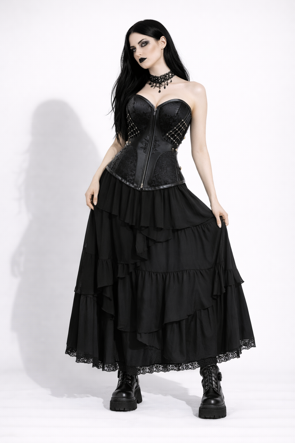 Gorset Gotycki Abyssal Armor – Pancerz z Otchłani | Dark Fantasy Underbust | Void Goth Aesthetic