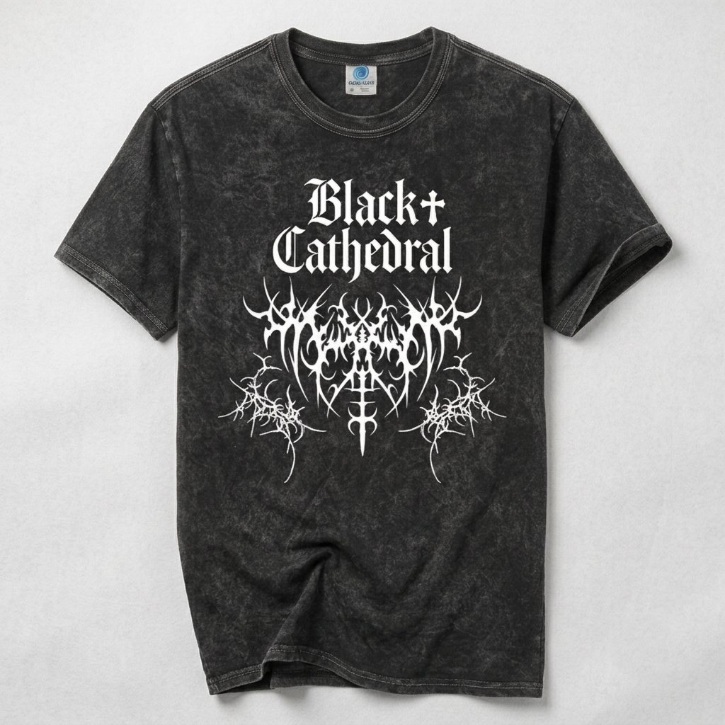 Koszulka Gotycka Black Cathedral | Ciernie Entropii | Vintage Washed Heavy Cotton