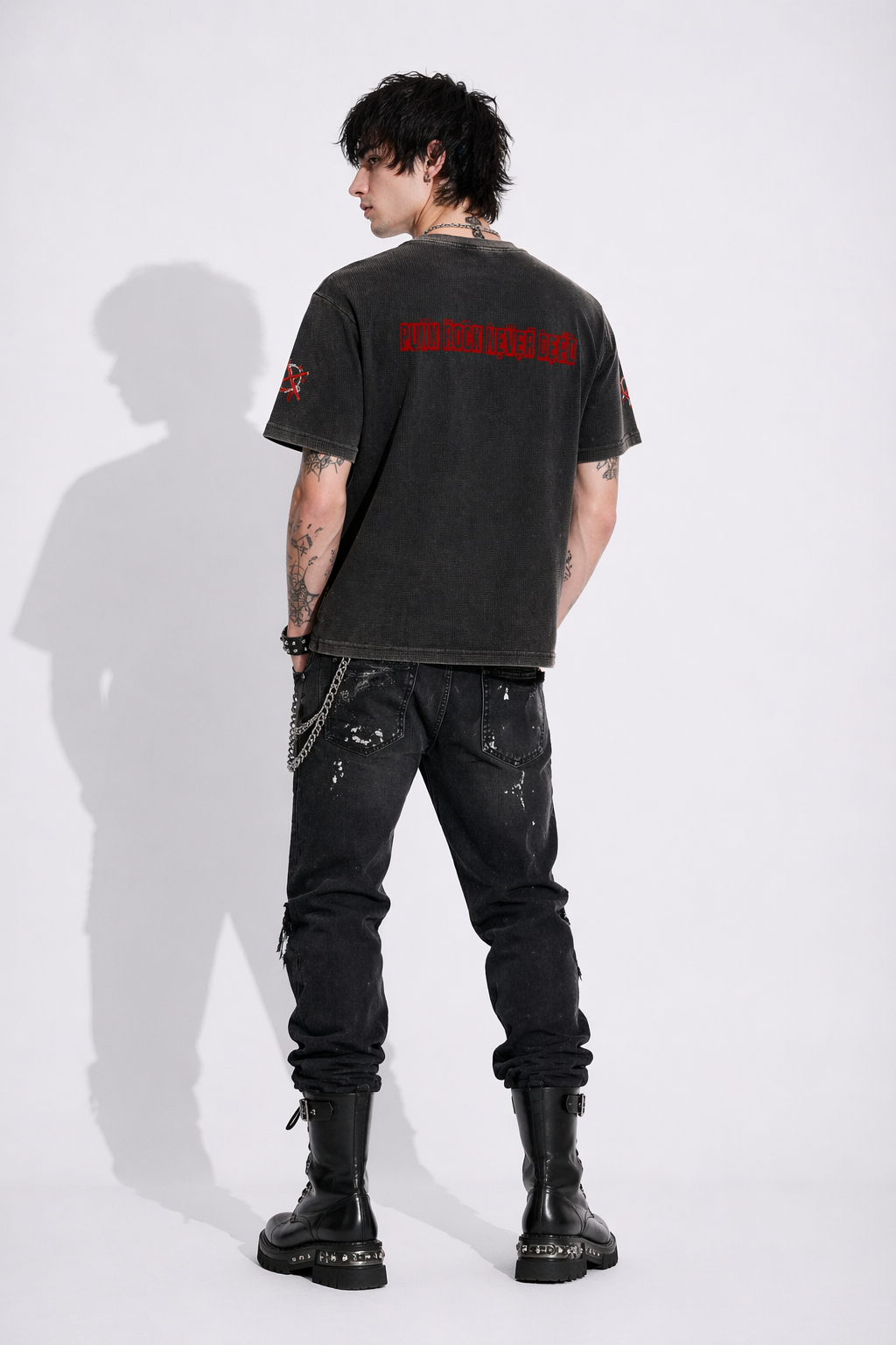 T-Shirt Boxy Punk Rebel Anarchy – Textured Waffle Knit | Heavyweight Washed Cotton 250gsm | Industrial Aesthetic