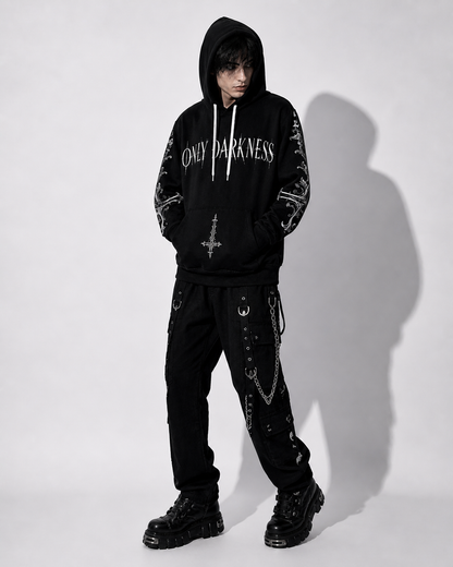 y2k harajuku goth hoodie black only darkness design front outfit streetwear
