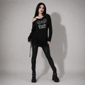 Gotycka Sukienka Hoodie Dark Love – Asymetryczna Sukienka z Kapturem, Odkrytym Ramieniem i Nadrukiem | Gothic | Darkwear | Alternative Fashion