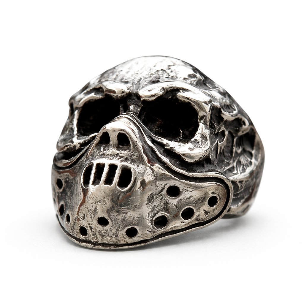 Pierścień Heavy Metalowy Dark Mask Skull