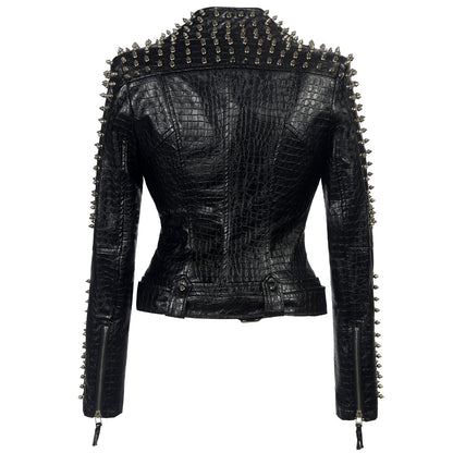 Black Metal Prickly Women Jacket 
