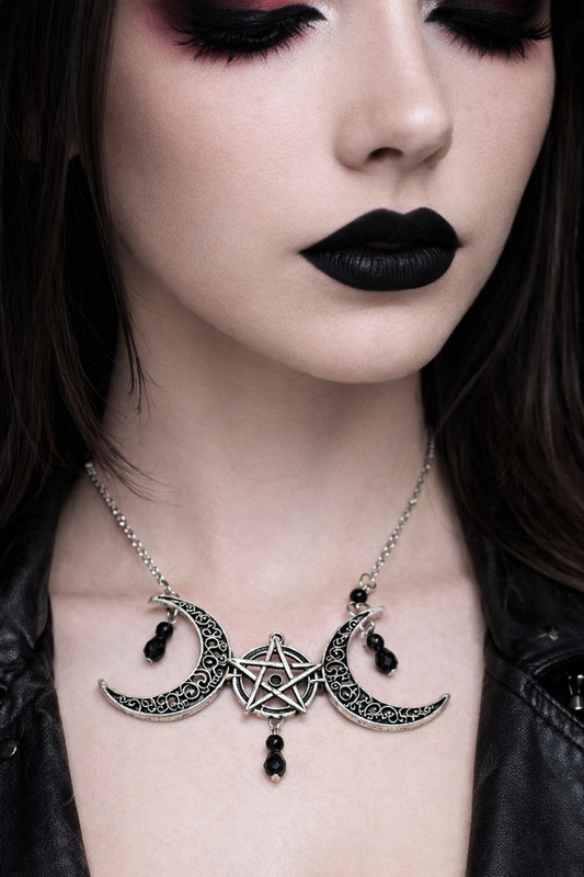Double Moons Mystical Power Gothic Necklace