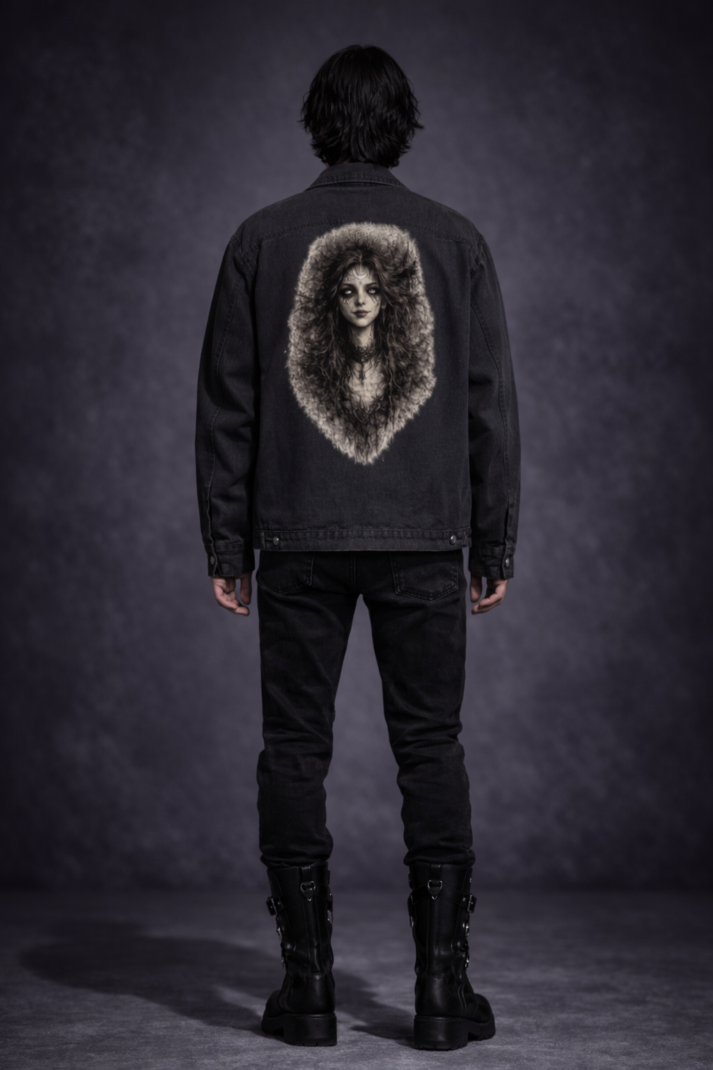 Gothic Black Denim Jacket| Wicca Dark Lady