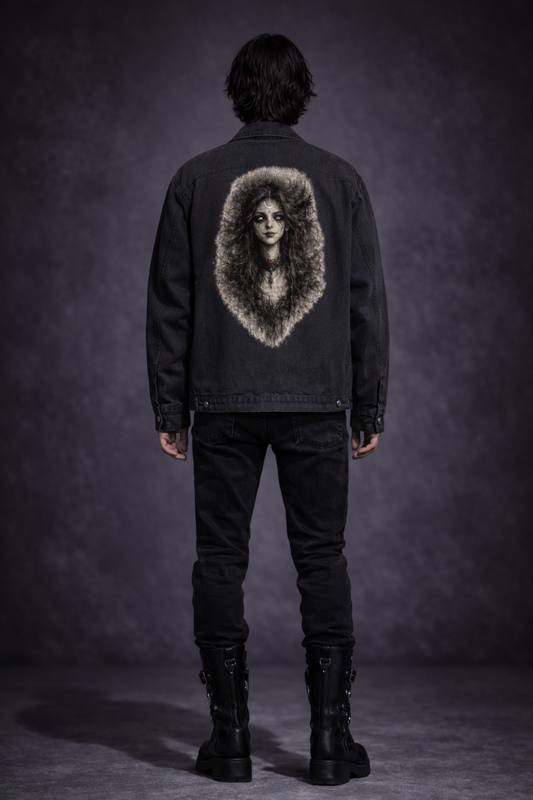 Gothic Black Denim Jacket| Wicca Dark Lady