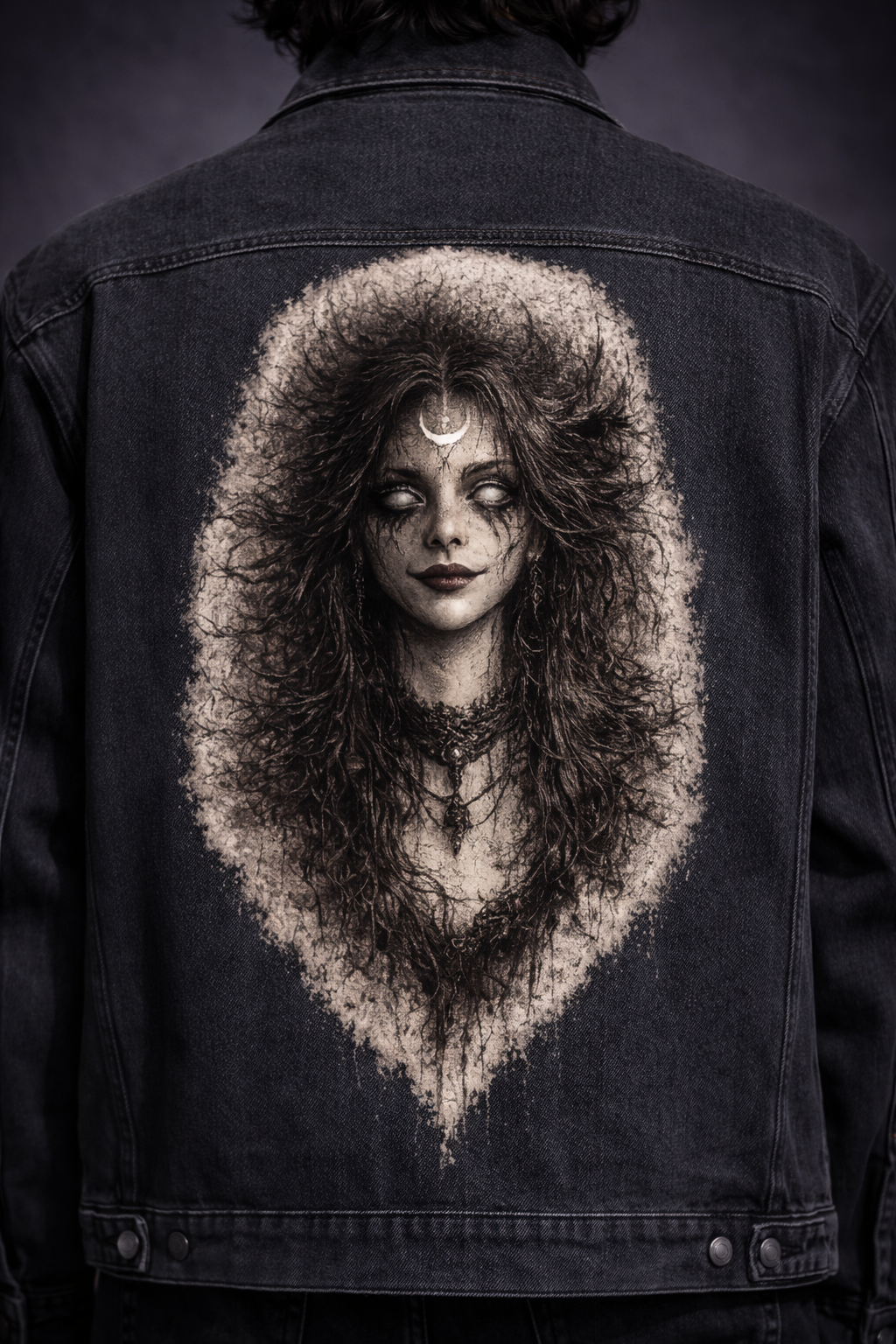 Gothic Black Denim Jacket| Wicca Dark Lady