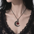 Gotycki Naszyjnik Księżyc Krwawej Nocy | Blood Moon Gothic Necklace | Posrebrzany