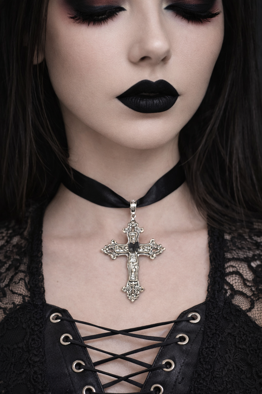 Gothic Cathedral Power Cross Necklace