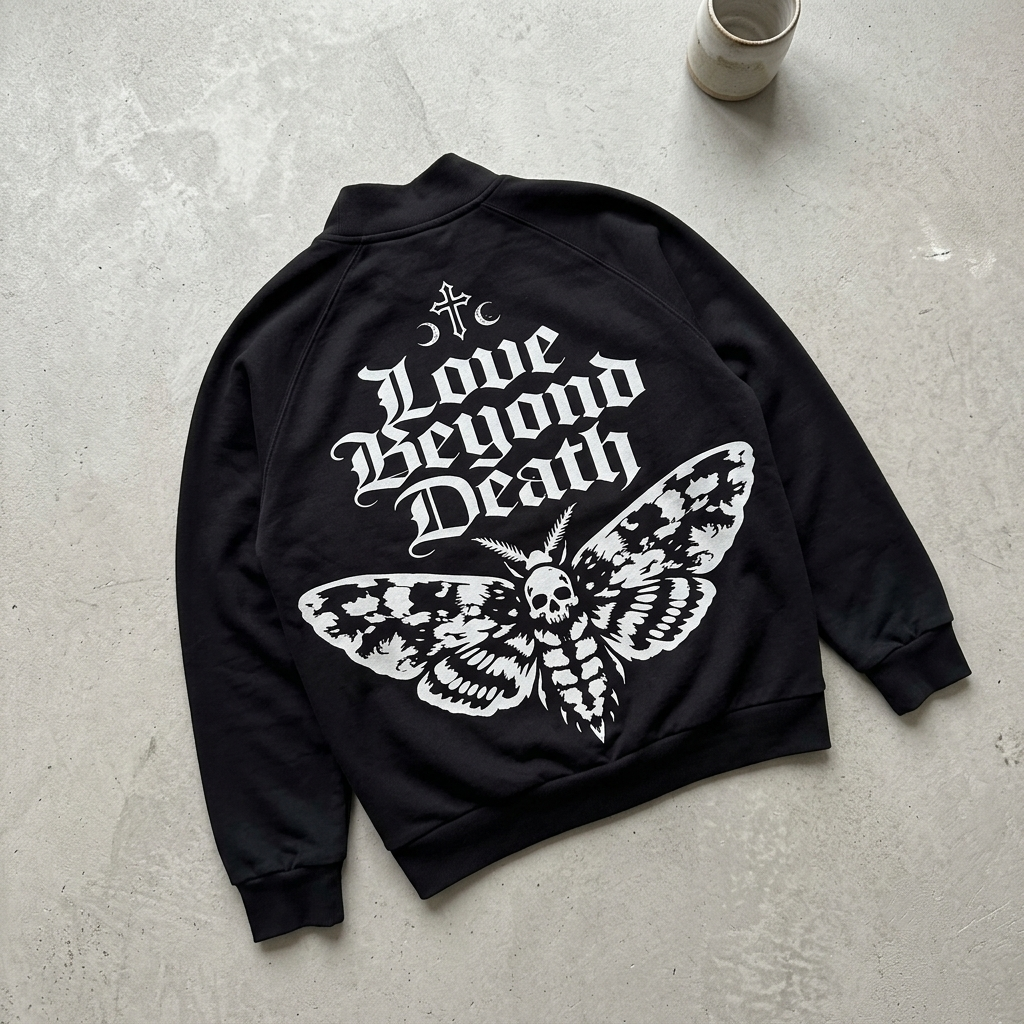 Gotycka Kurtka Bomber Streetwear 310 GSM | Black Cathedral I | 100% Bawełna