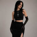 Gotycki Crop Top Krzyż Sacral | Gothic Sleeveless Crop Top | Dark Essential