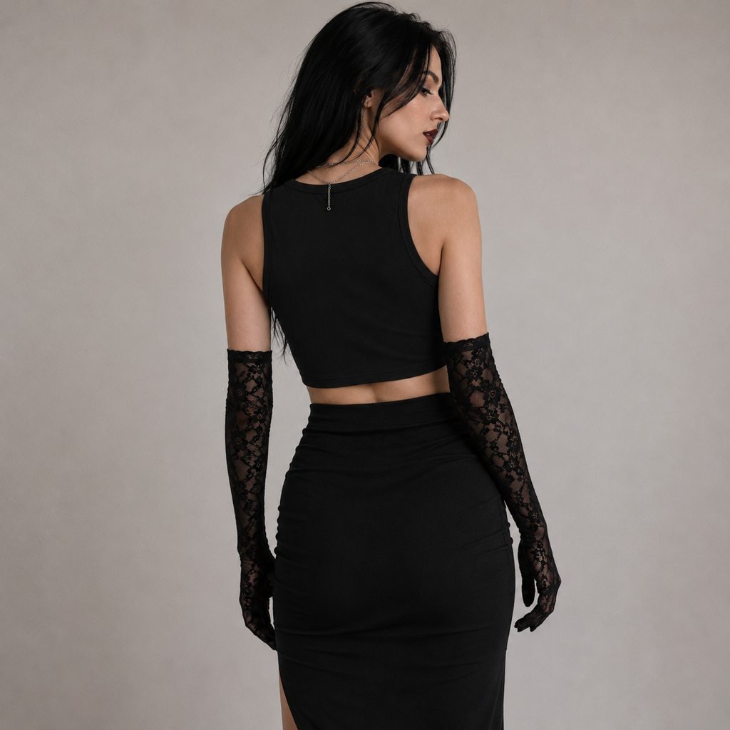 Gotycki Crop Top Krzyż Sacral | Gothic Sleeveless Crop Top | Dark Essential