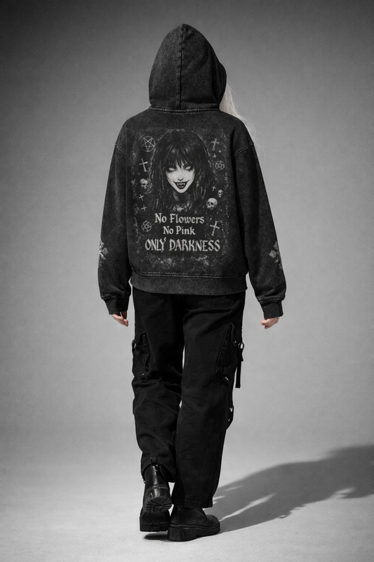 Bluza Gotycka Hoodie Zip| Y2K Goth ONLY DARKNESS 440gsm 100% cotton