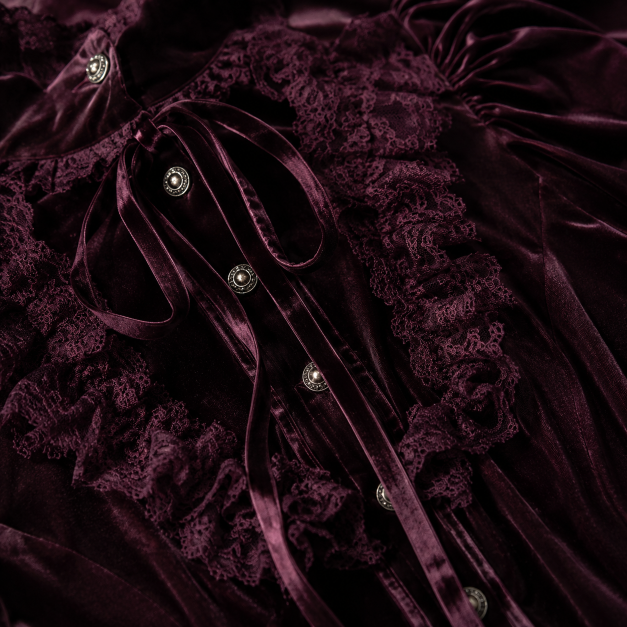 Gotycka Elegancka Koszula Damska Bordowa | Romantic Gothic Velvet Blouse