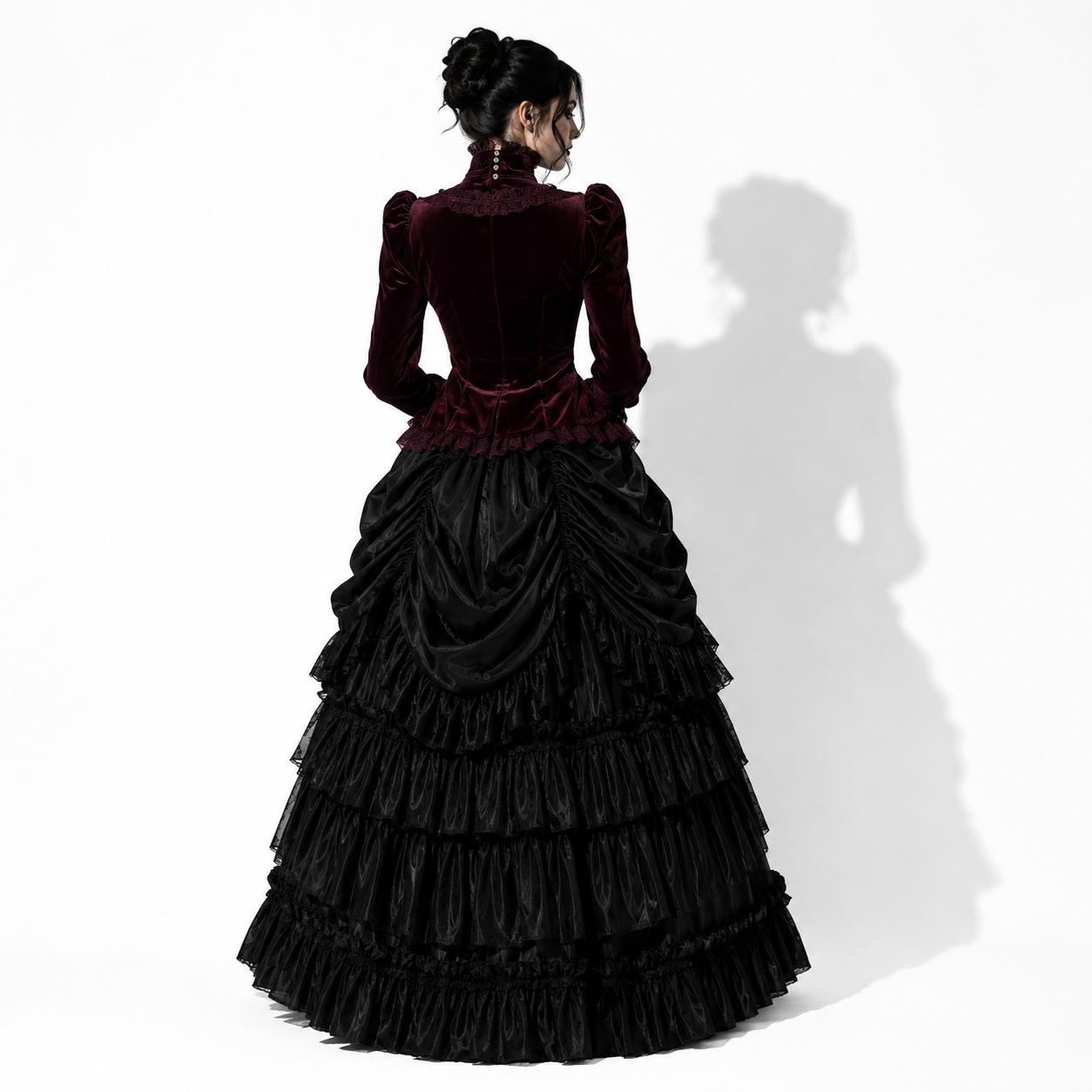 Gotycka Elegancka Koszula Damska Bordowa | Romantic Gothic Velvet Blouse