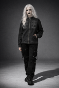 Gotycka Czarna Denimowa Kurtka | Night Child Y2K Gothic