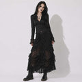 Gotycka Koronkowa Spódnica Maxi Night Kiss | Romantyczny Gothic Darkwear | Czarna Koronkowa Spódnica Alternatywna