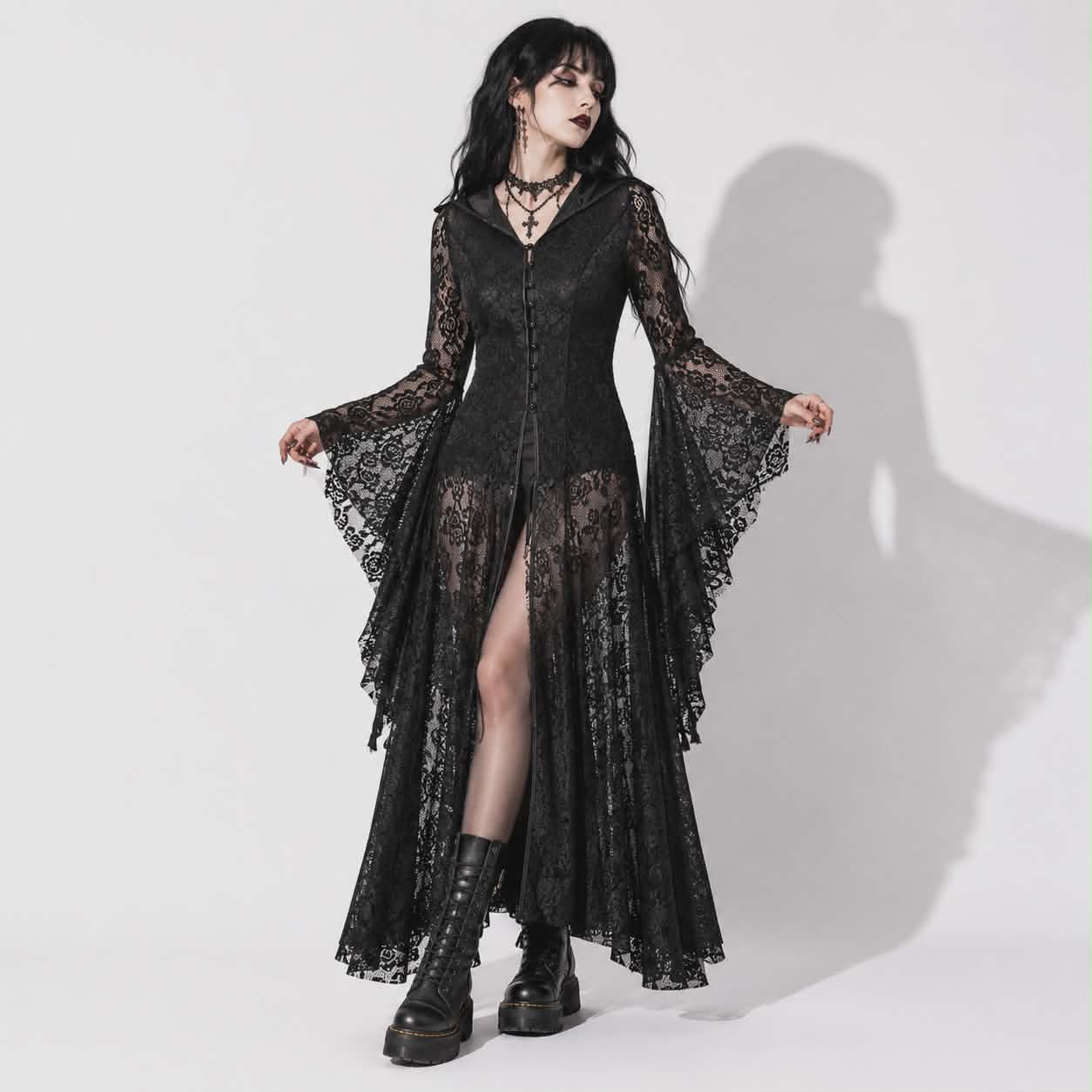 Victorian Noir Gothic Dress | Black Cathedral Lace Dress