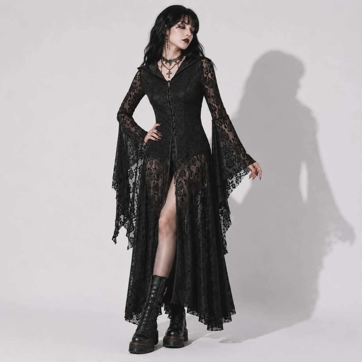 Victorian Noir Gothic Dress | Black Cathedral Lace Dress – AlterOut