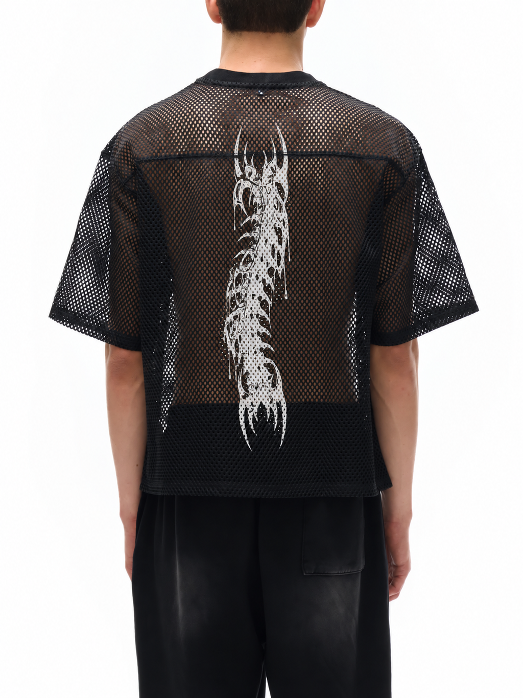 Gotycka Koszulka Mesh Oversize | Demoncore Black – 260 GSM