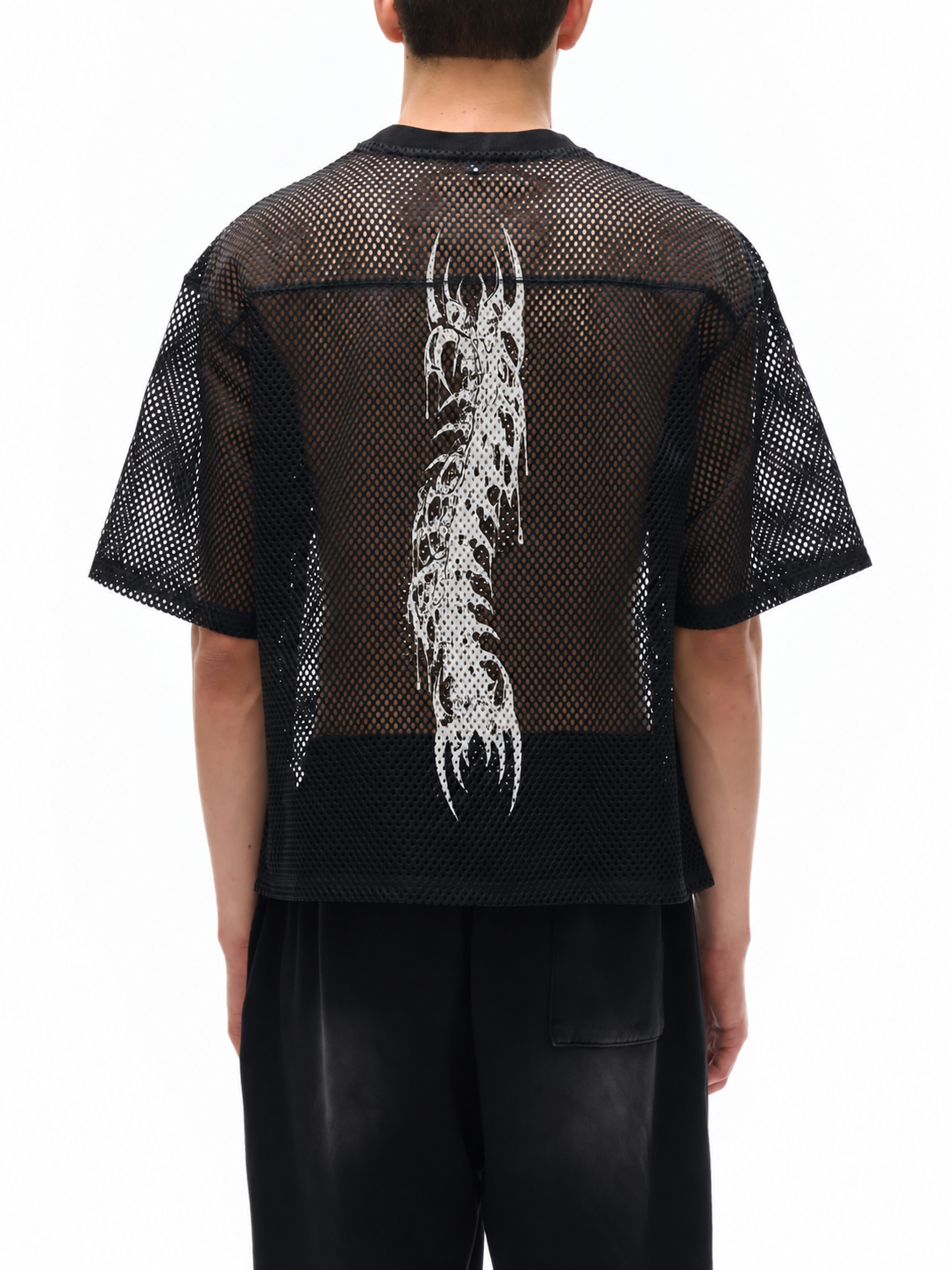 Gotycka Koszulka Mesh Oversize | Demoncore Black – 260 GSM