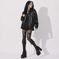 Gotycka Kurtka ze Skóry Wegańskiej „Black Thorn Rose” | Oversize Gothic Leather Jacket | Dark Romantic Streetwear | Unisex