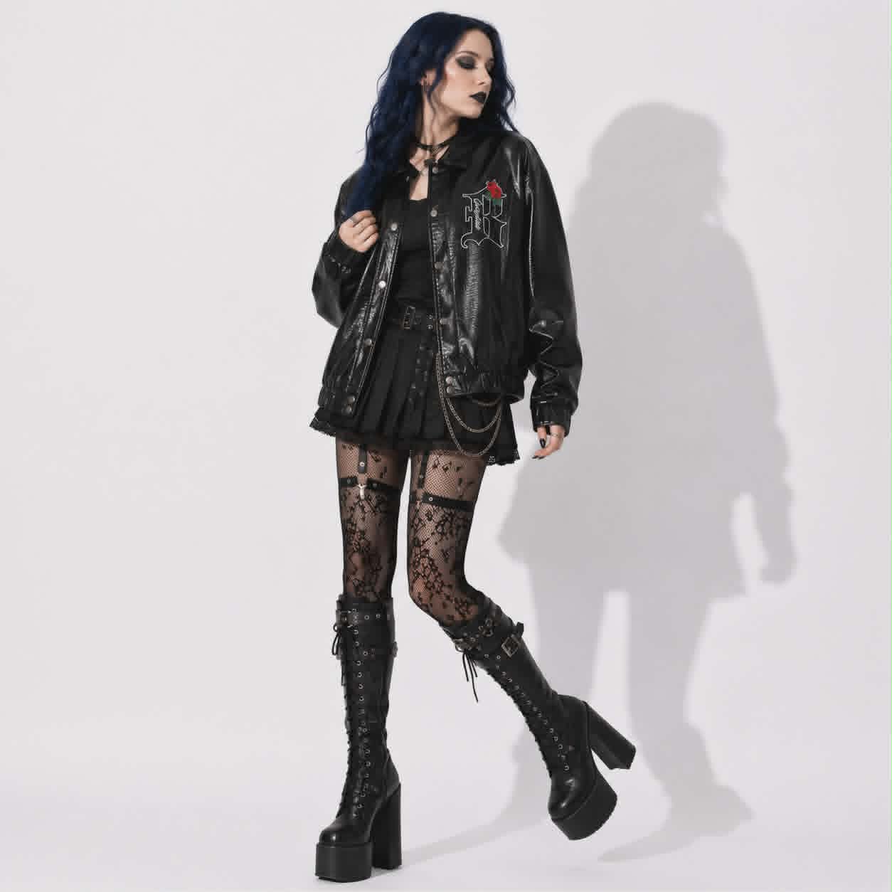Black Thorn Rose™ Vegan Leather Gothic Jacket | Oversized Dark Romantic Jacket | Gothic Streetwear | Unisex