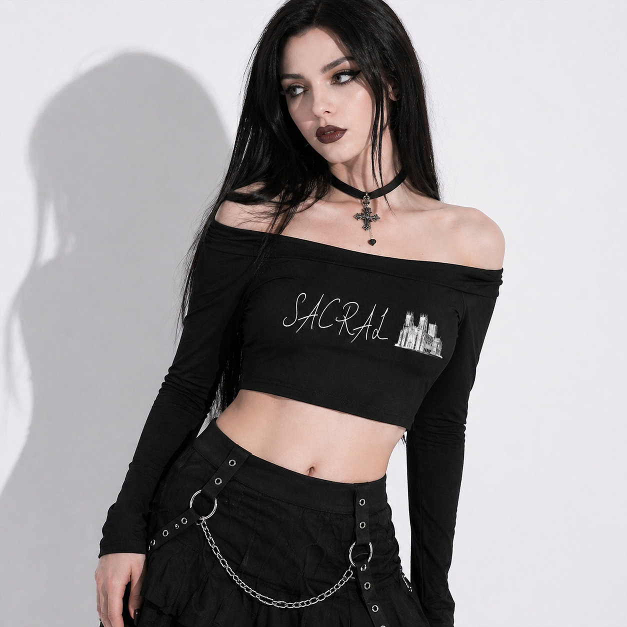 Gotycki Top Off-Shoulder | SACRAL Gothic Dark Aesthetic