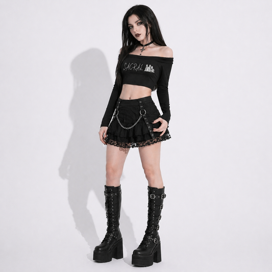 Gotycki Top Off-Shoulder | SACRAL Gothic Dark Aesthetic