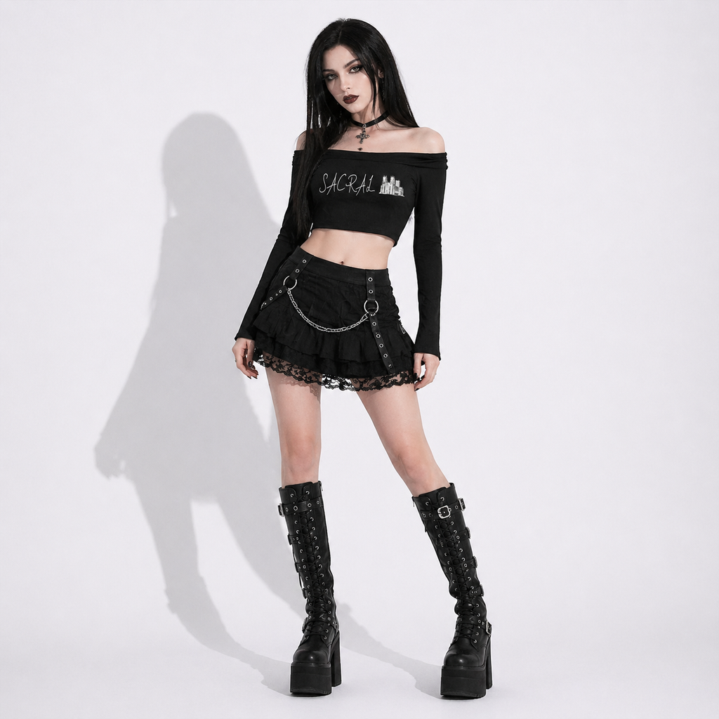 Gotycki Top Off-Shoulder | SACRAL Gothic Dark Aesthetic