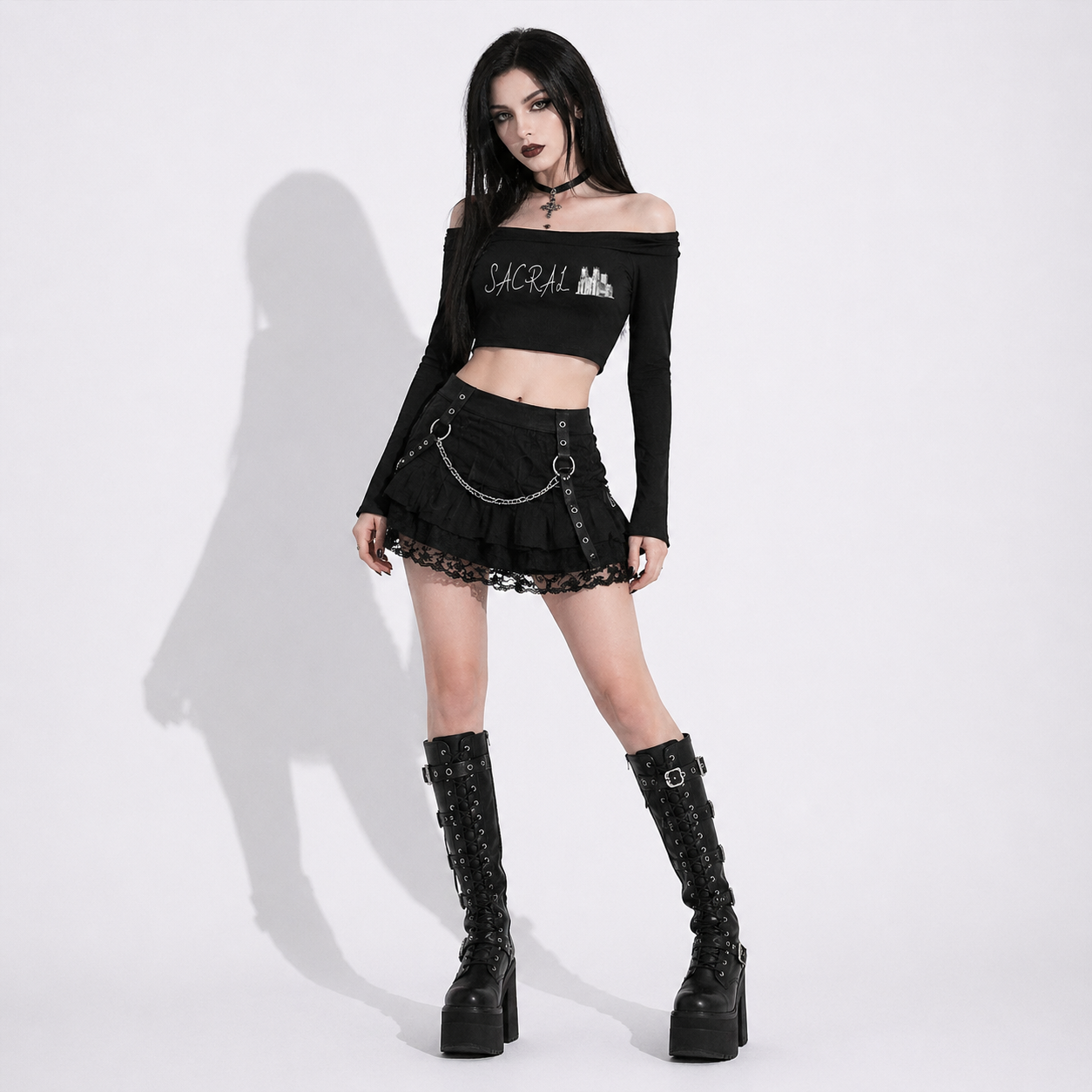 Gotycki Top Off-Shoulder | SACRAL Gothic Dark Aesthetic