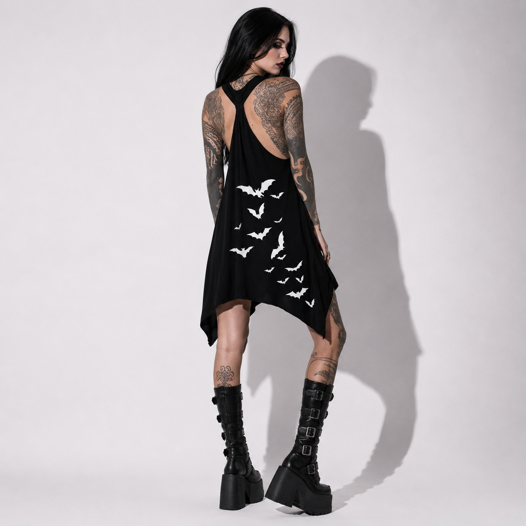 Sukienka Gotycka Nietoperze Nocnego Lotu – Dark Summer Asymmetrical Dress