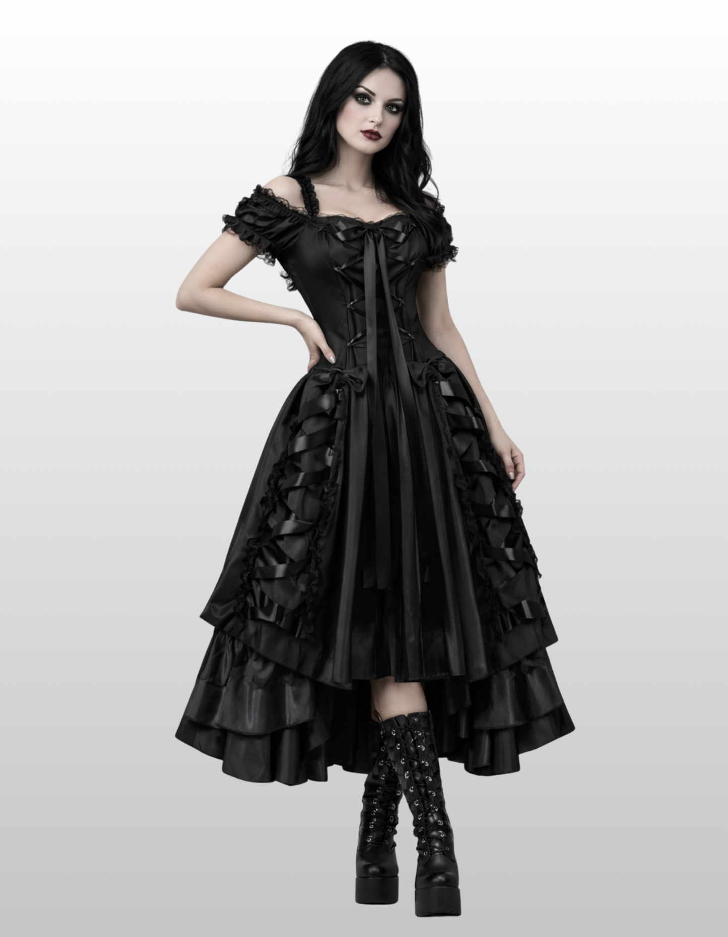 Gothic Girl with Dark Victorian Dress 