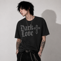 Gotycka Koszulka Oversize Dark Love – Vintage Washed T-Shirt Gothic z Krzyżem i Ćmą | 240 GSM | 100% Bawełna Czesana